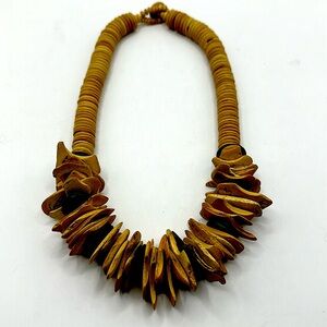 Vintage coconut wood beaded necklace